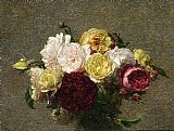 Henri Fantin-latour Canvas Paintings - Bouquet of Roses I